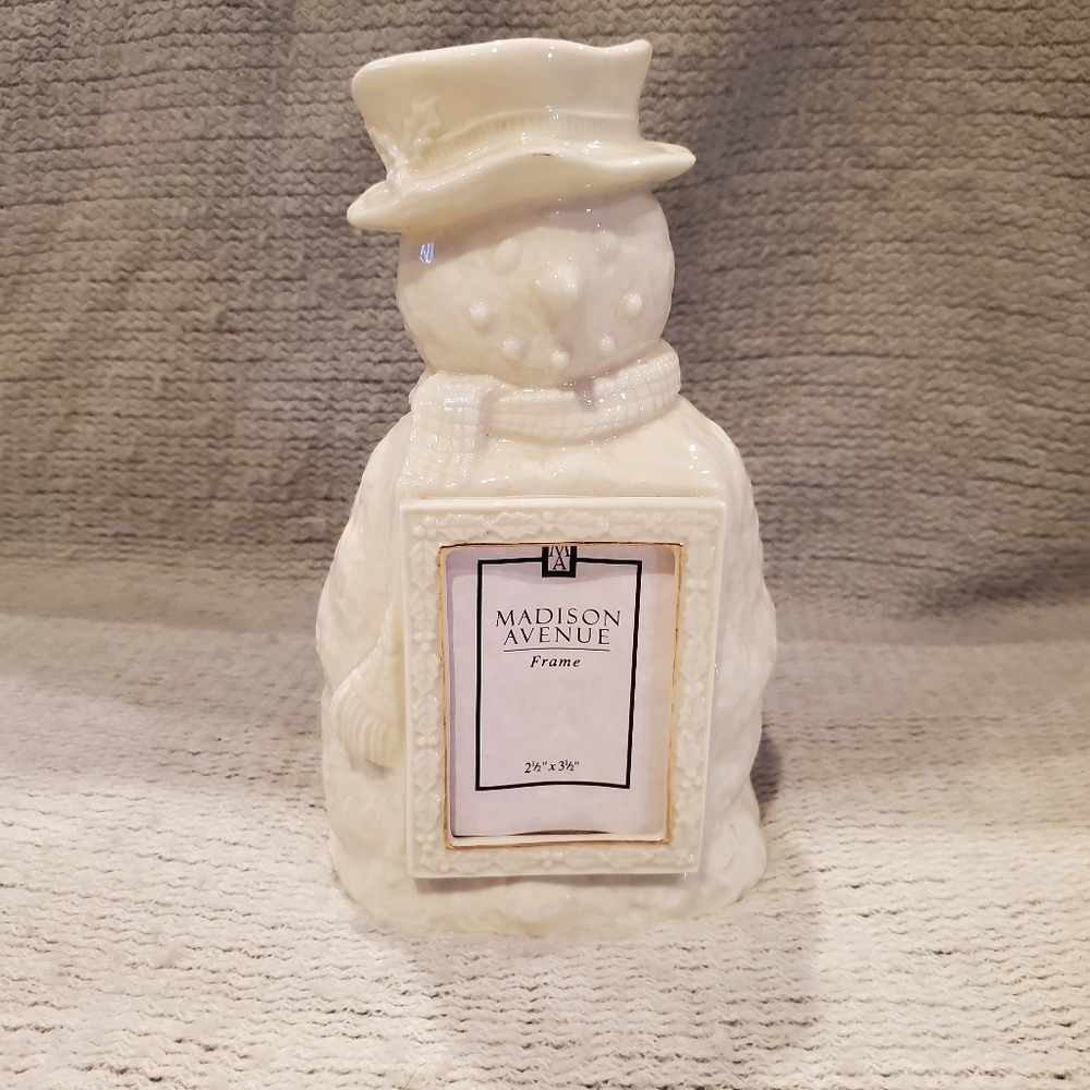 Madison Avenue Glazed Bisque Snowman Vase